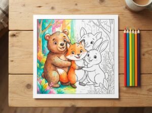 Categorie overzicht van vrolijke kleurplaten met dieren emoties.