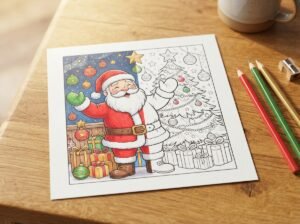 Categorie-overzicht van vrolijke kleurplaten met het thema Kerst.