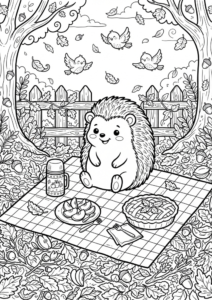 Het Egel-Picknickfeest â gratis kleurplaat om te printen