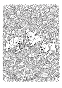 Schattige Puppies 2 — gratis kleurplaat om te printen