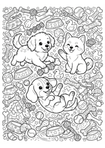 Schattige Puppies — gratis kleurplaat om te printen
