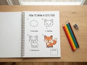 Stap voor stap leren tekenen handleiding voor kinderen mockup