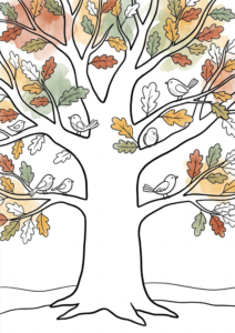 Herfstboom — gratis kleurplaat om te printen